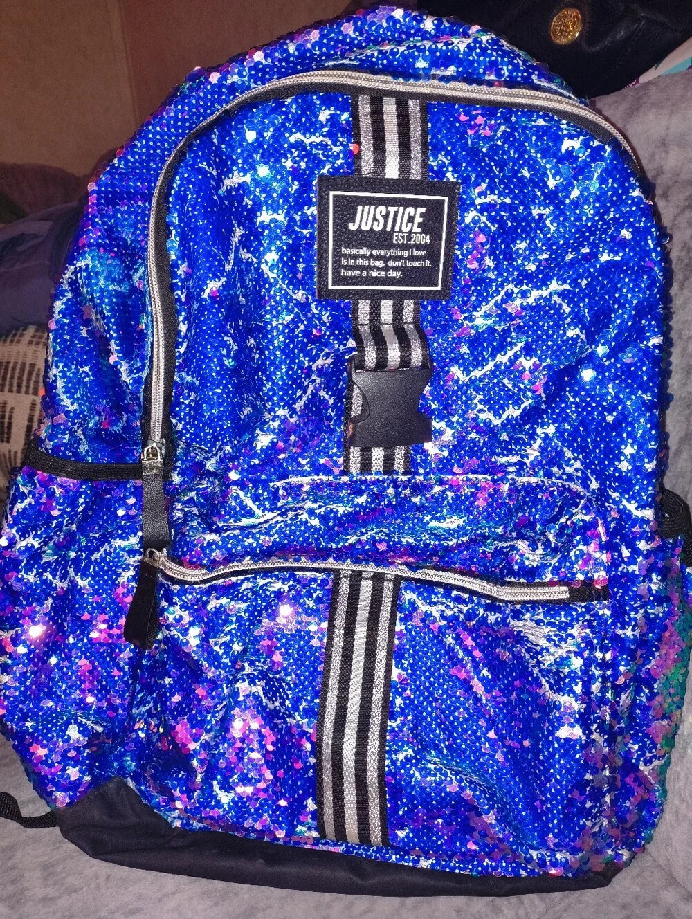 Justice Kids Sequin Backpack - Blue/Purple